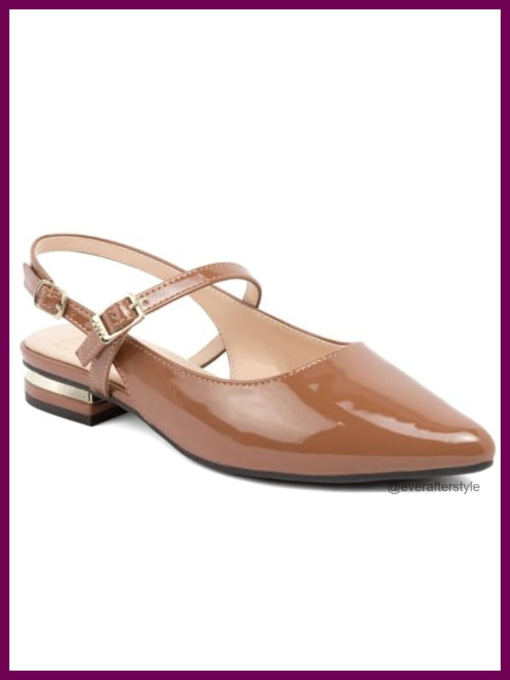 Slingback Pointed Toe Flats with Back Strap and Low Heel